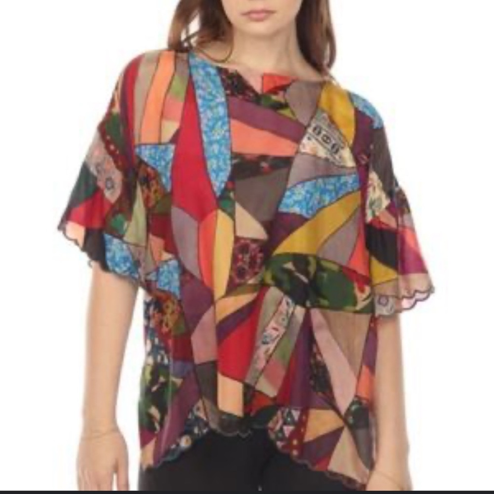 Johnny Was Multicolor Patchwork Blouse - image 1